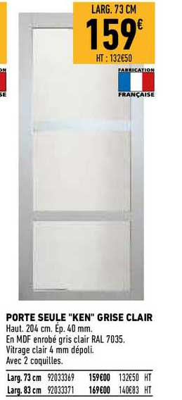 porte seule "ken" grise clair