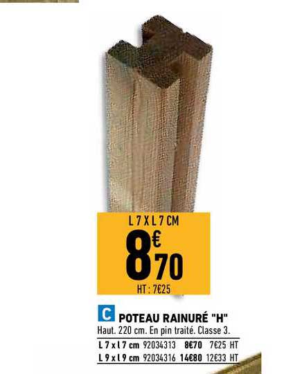 poteau rainuré "h"