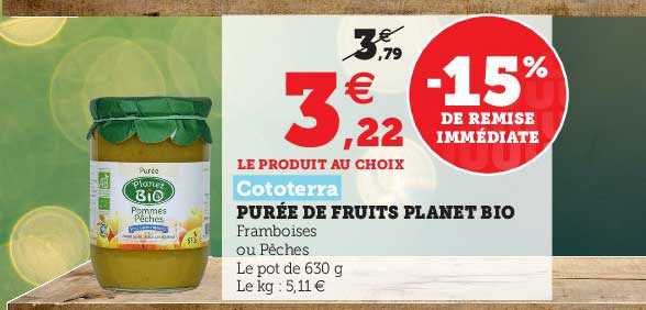 Purée De Fruits Planet Bio Cototerra -15% De Remise Immédiate