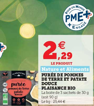 purée de pommes de terre et patate douce plaisance bio nature et aliments