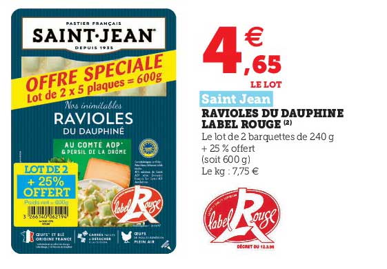 Ravioles Du Dauphine Label Rouge Saint Jean