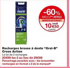 recharges brosse à dents "oral-b" cross action