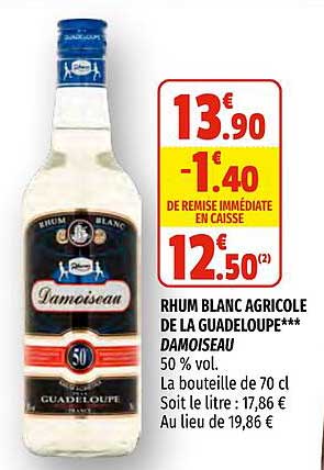Rhum Blanc Agricole De La Guadeloupe Damoiseau
