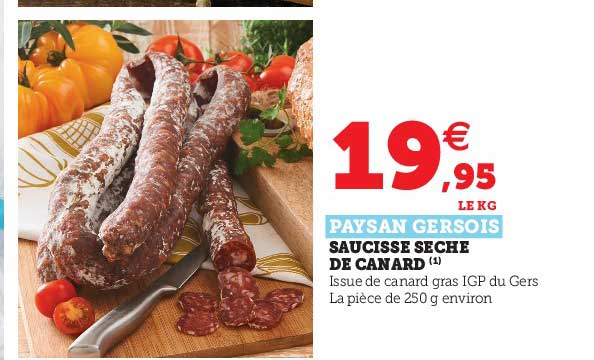 saucisse sèche de canard paysan gersois