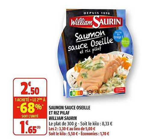 saumon sauce oseille et riz pilaf william saurin