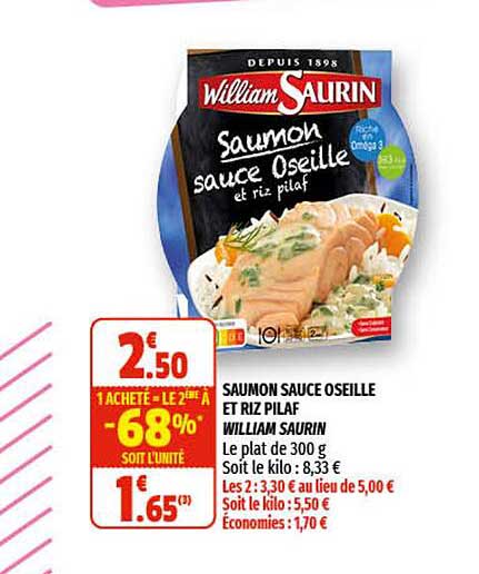 saumon sauce oseille et riz pilaf william saurin