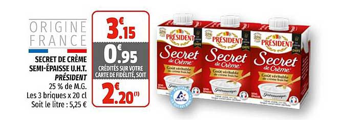 secret de crème semi-épaisse u.h.t. président