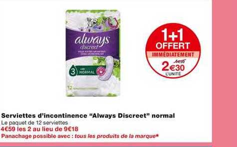 serviettes d'incontinence "always discreet" normal