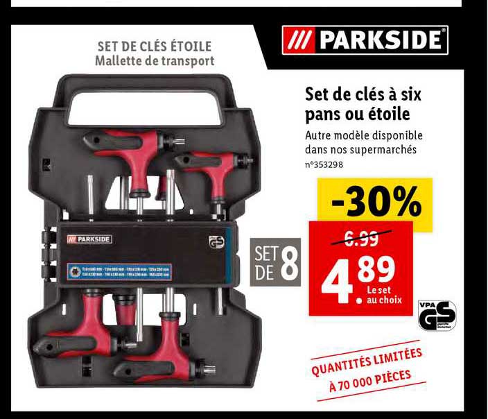 set de clés à six pans ou étoile parkside