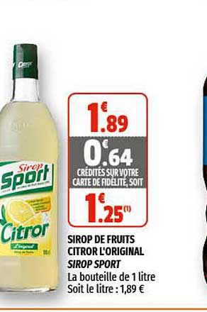 Sirop De Fruits Citror L'original Sirop Sport