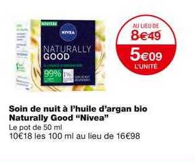 soin de nuit à l'huile d'argan bio naturally good "nivea"