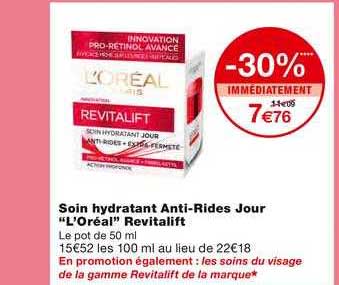 soin hydratant anti-rides jour l'oréal revitalift