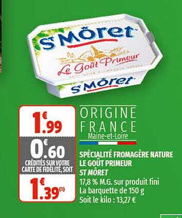spécialité fromagère nature le goût primeur st môret