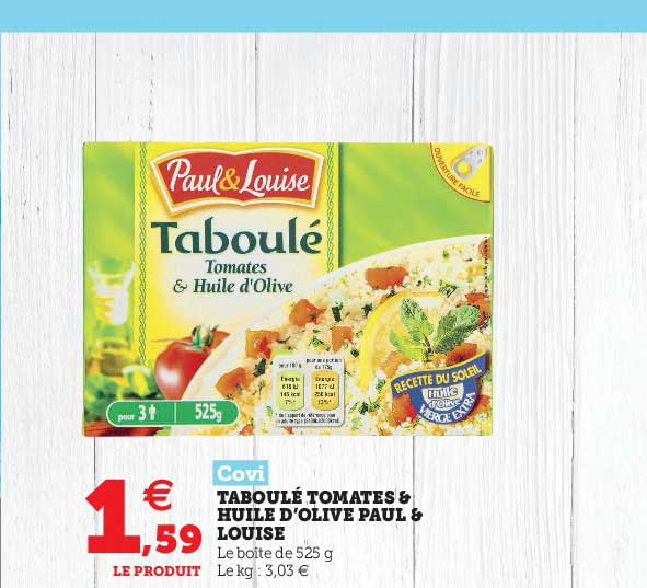 taboulé tomates & huiles d'olive paul & louise covi