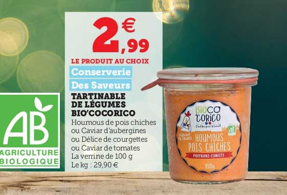 tartinable de légumes bio'cocorico conserverie des saveurs