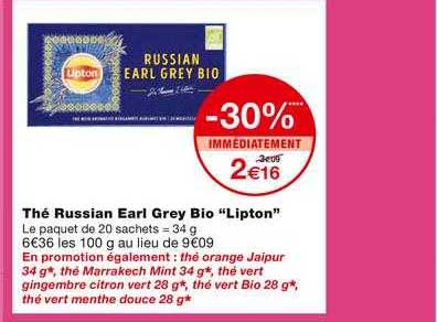 thé russion earl grey bio lipton