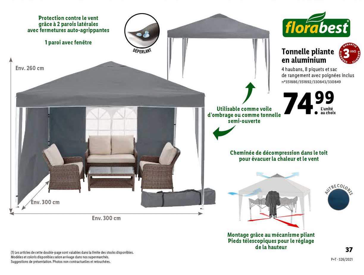 tonnelle pliante en aluminium florabest