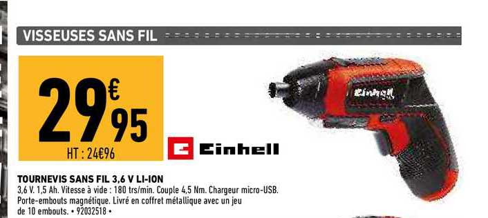 tournevis sans fil 3,6 li-ion einhell