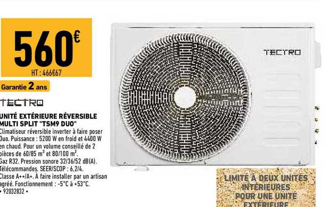 unité extérieure réversible multi split "tsm9 duo" tectro