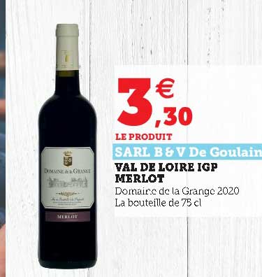 val de loire igp merlot sarl b&v de goulain