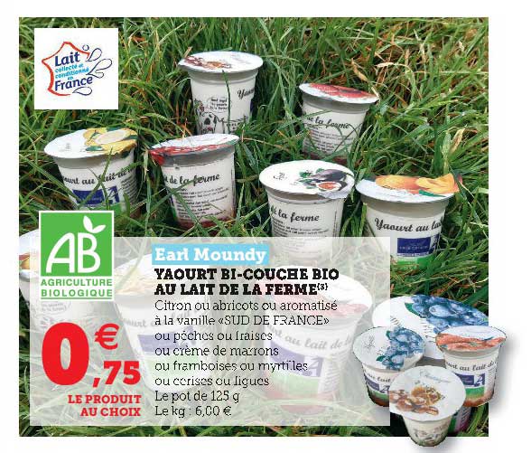 yaourt bi-couche bio au lait de la ferme earl moundy