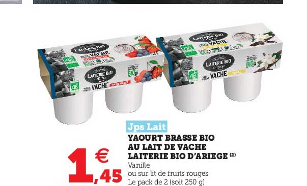 yaourt brasse bio au lait de vache laiterie bio d'ariège jps lait