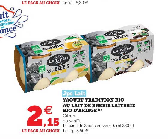yaourt tradition bio au lait de brebis laiterie bio d'ariège jps lait