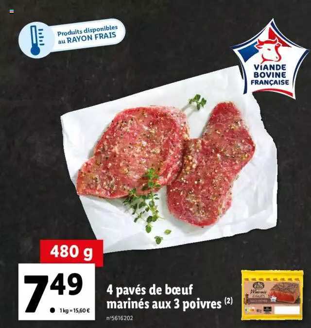 4 Pavés De Boeuf Marinés Aux 3 Poivres