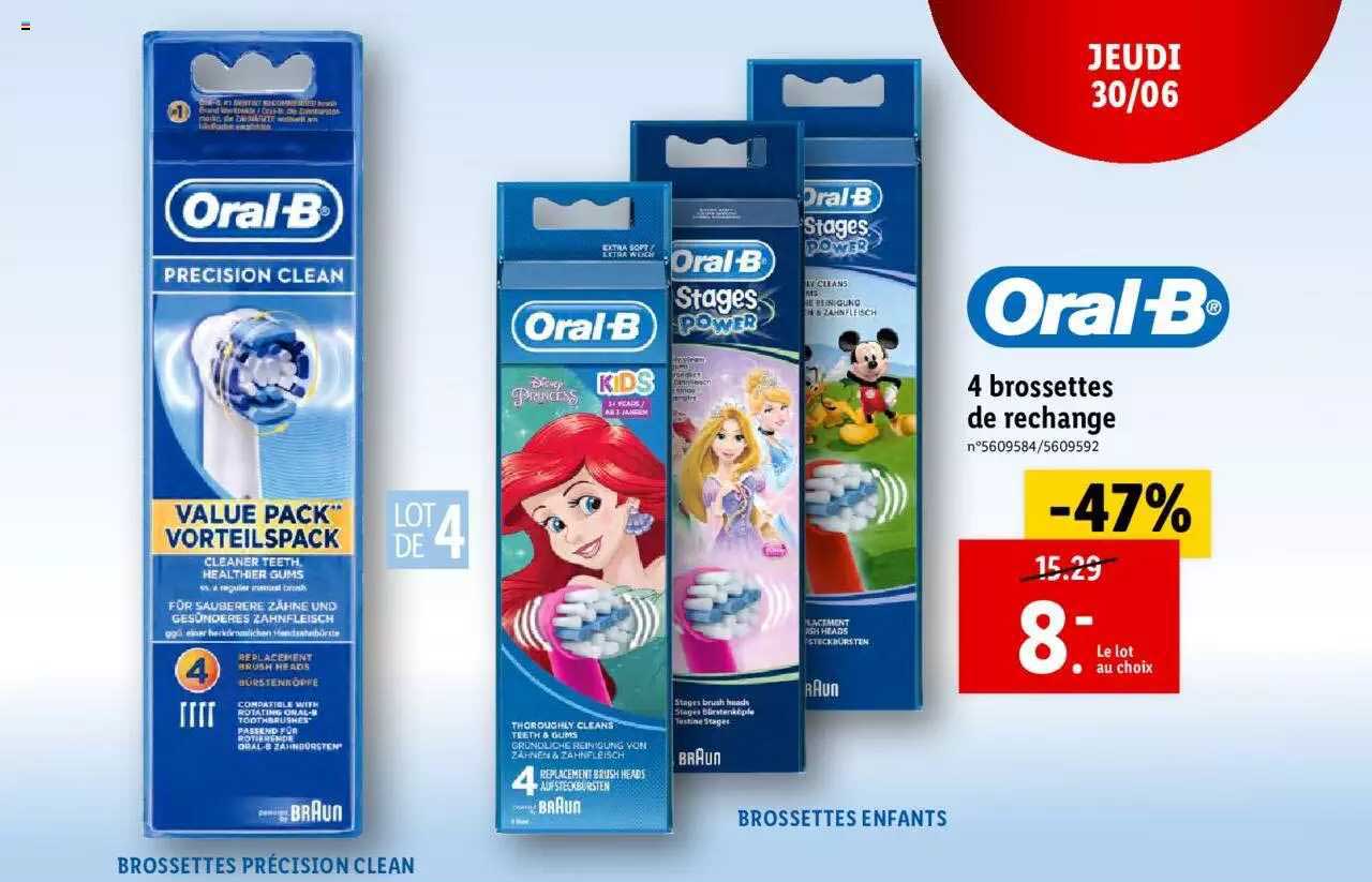 4 brossettes de rechange oral-b