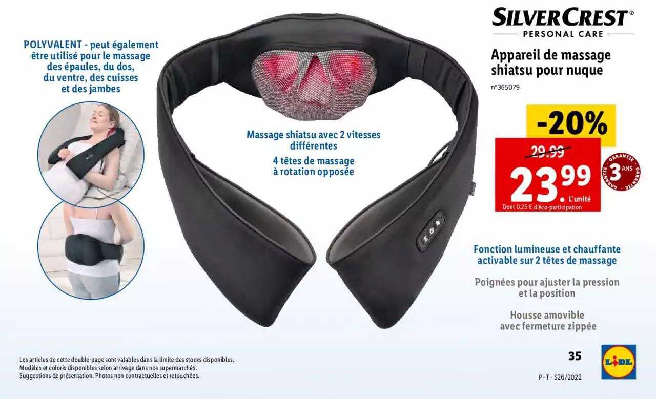 appareil de massage shiatsu pour nuque silvercrest