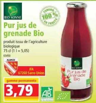bio sonne pur jus de grenade bio