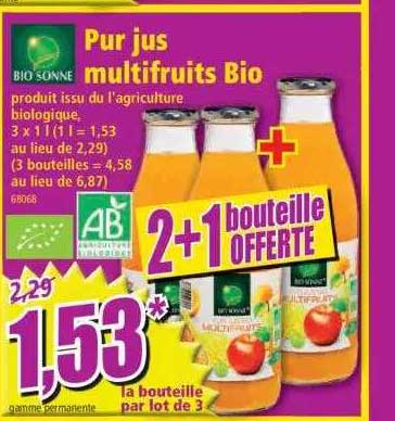 bio sonne pur jus multifruits bio