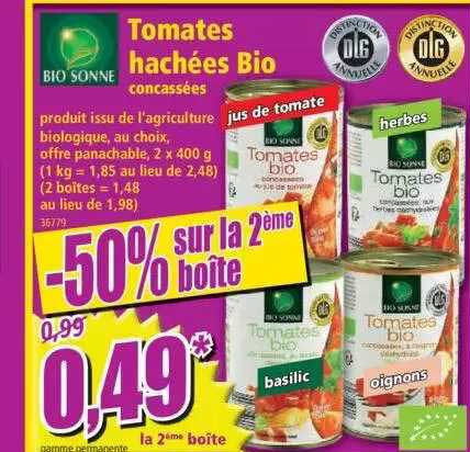 bio sonne tomates hachées bio concassées