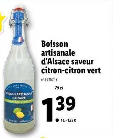 boisson artisanale d'alsace saveur citron-citron vert