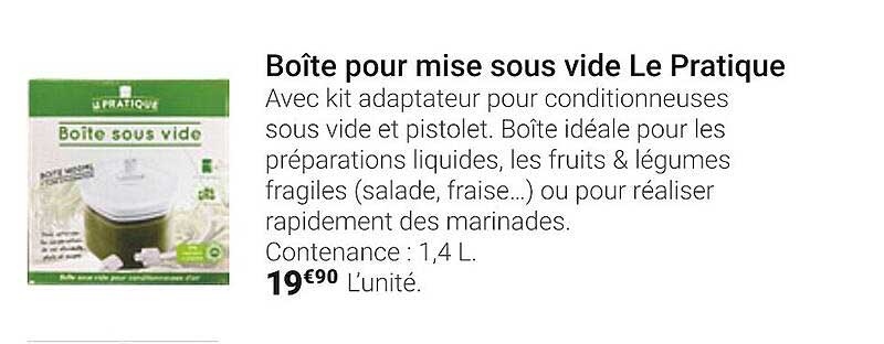 boîte pour mise sous vide le pratique