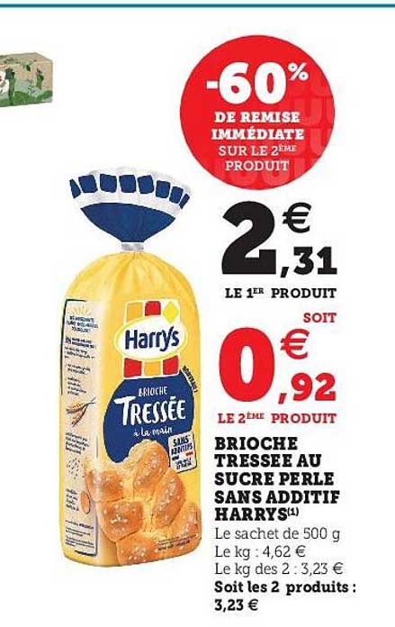 brioche tressée au sucre perle sans additif harrys
