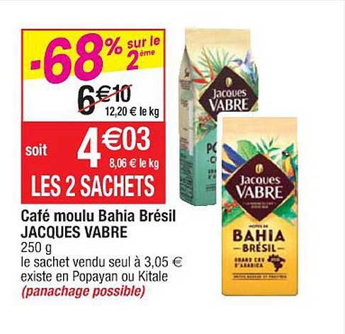 Café Moulu Bahia Brésil Jacques Vabre