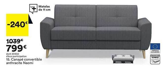 canapé convertible anthracite naomi
