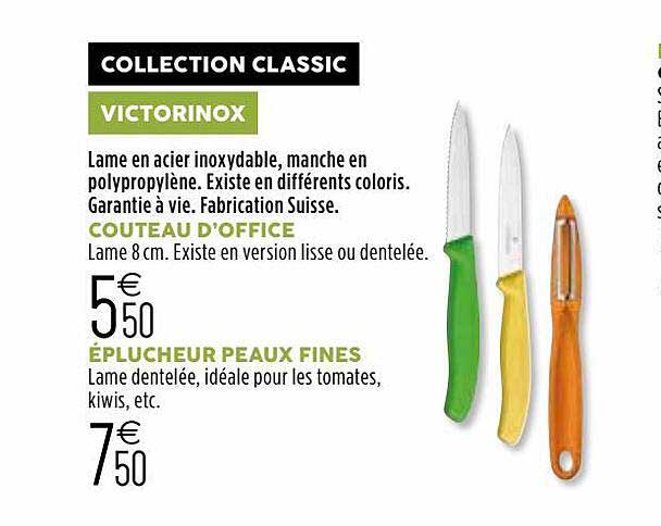 collection classic victorinox couteau d'office éplucheur peaux fines