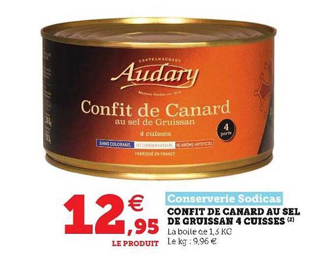 conserverie sodicas confit de canard au sel de gruissan 4 cuisses