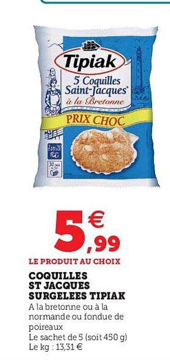 coquilles st jacques surgelées tipiak