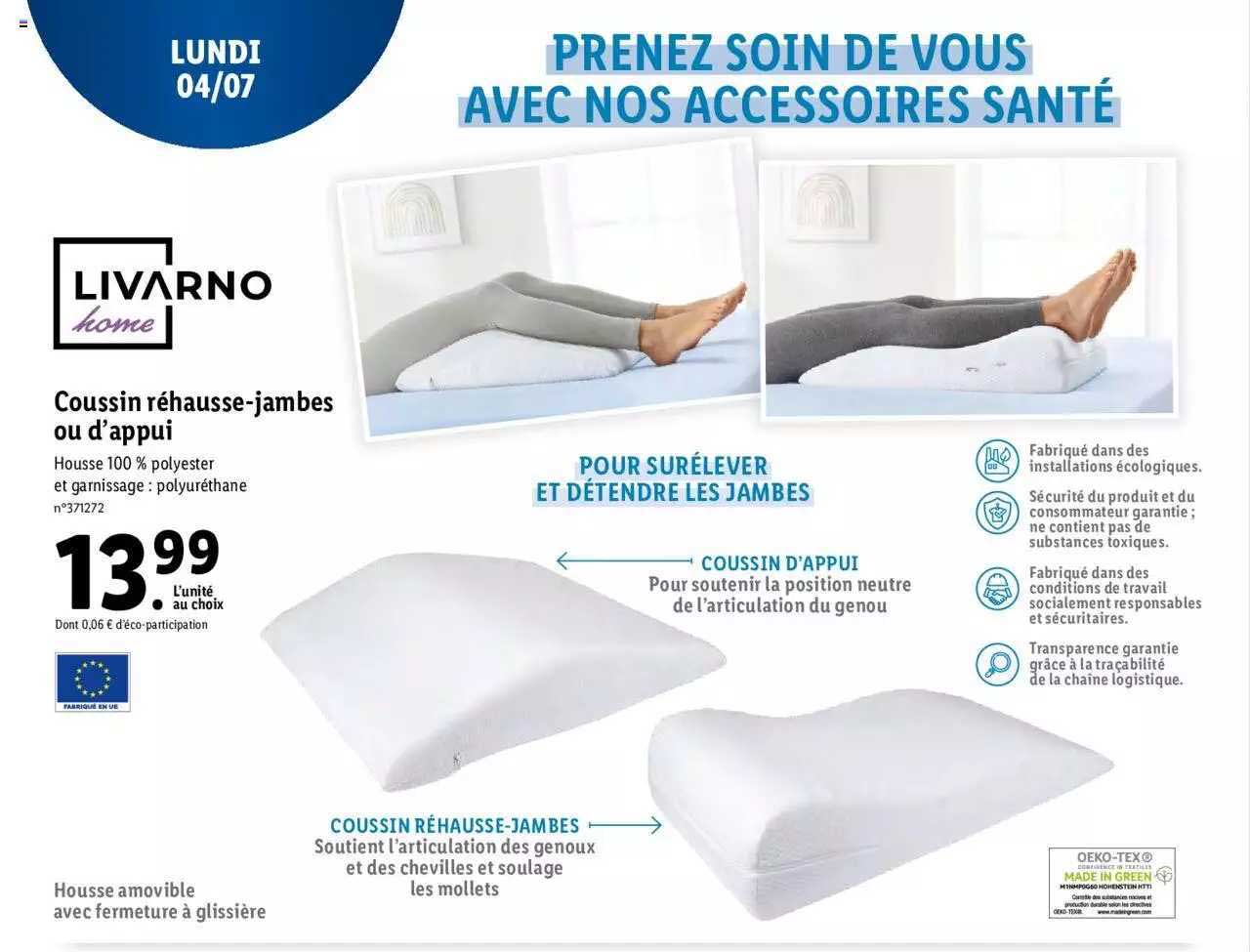 coussin réhausse-jambes ou d'appui livarno home