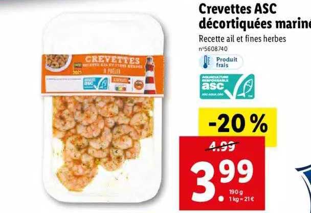Crevettes Asc Décortiquées Mariné