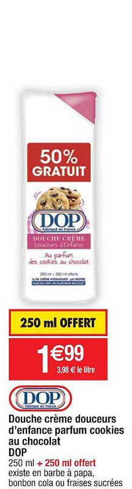 douche crème douceurs d'enfance parfum cookies au chocolat dop