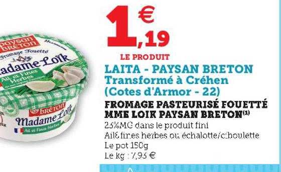 fromage pasteurisé fouetté mme loïk paysan breton