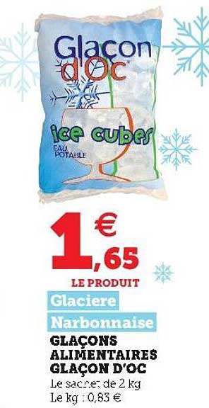 glaçons alimentaires glaçon d'oc