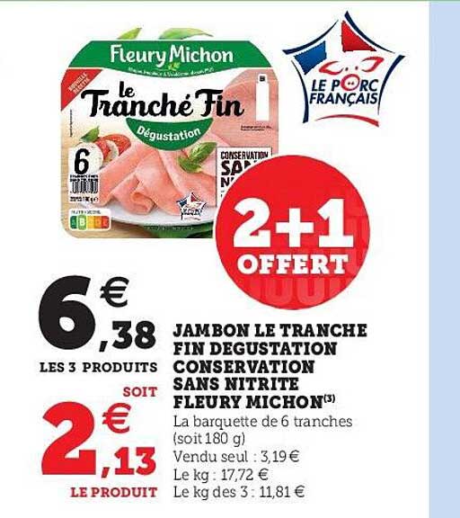 Jambon Le Tranche Fin Dégustation Conservation Sans Nitrite Fleury Michon