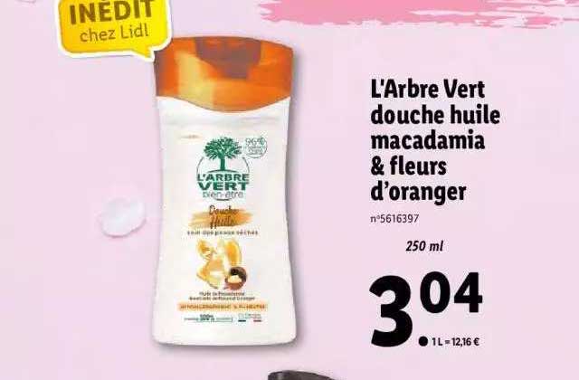 l'arbre vert douche huile macadamia & fleurs d'oranger