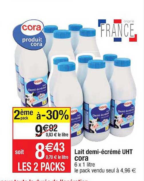 lait demi-écrémé uht cora