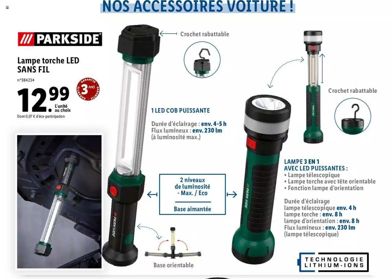 Lampe Torche Led Sans Fil Parkside